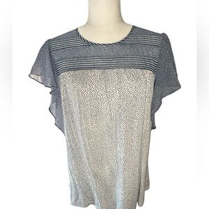 LIGHT blue and white blouse